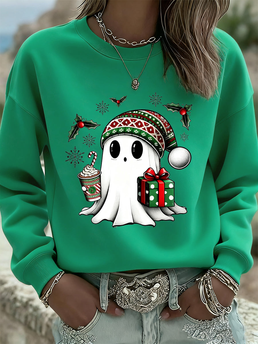 Women's Christmas Vintage Animal Floral Art Hoodie Casual Top
