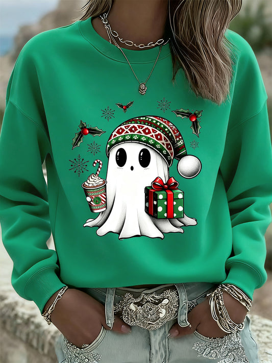 Women's Christmas Vintage Animal Floral Art Hoodie Casual Top
