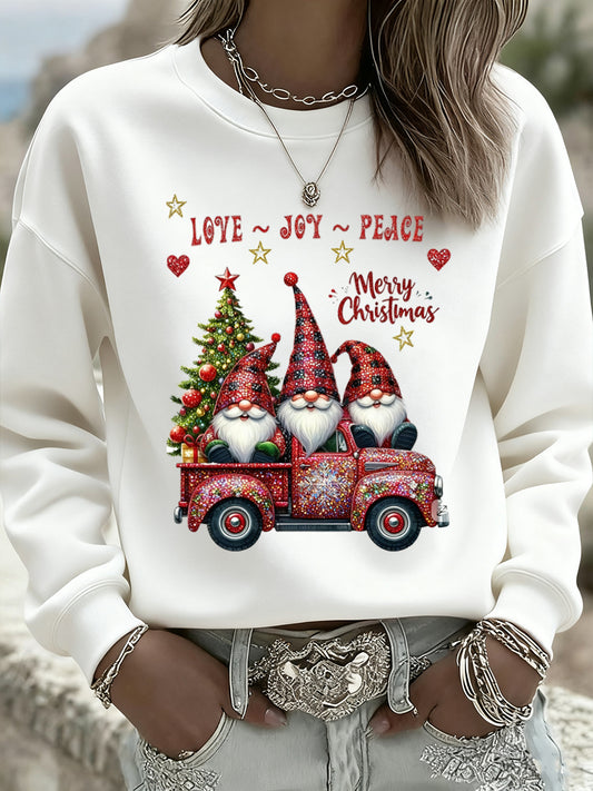 Women's Christmas Vintage Animal Floral Art Hoodie Casual Top