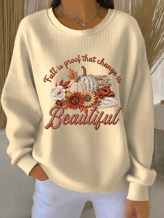 Women's Thanksgiving Pumpkin Casual Crewneck Pullover