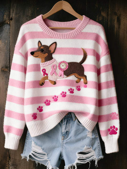 Women's Vintage Art Animal Print Cozy Knit Sweater