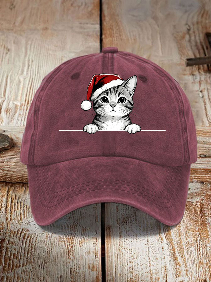 Unisex Christmas Hat Cat Print Hat