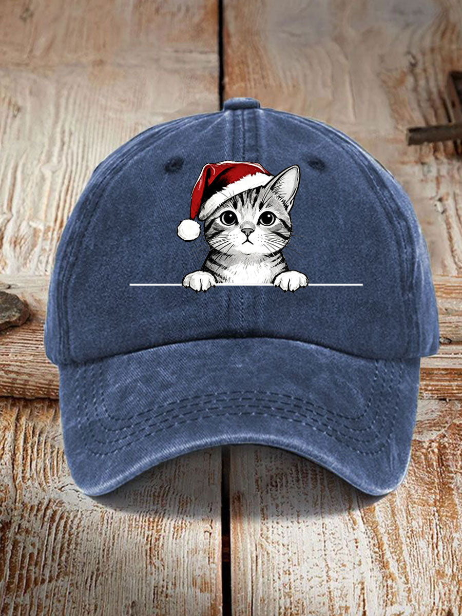 Unisex Christmas Hat Cat Print Hat