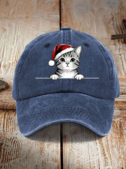 Unisex Christmas Hat Cat Print Hat