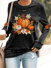 Women’s Thanksgiving Print Sweatshirt Black / S