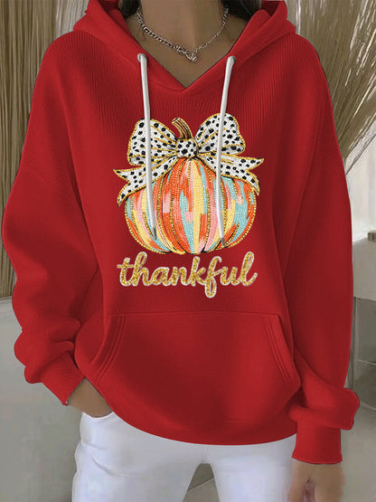 Women's Thanksgiving Print Casual Hoodie
