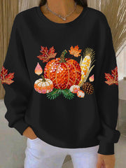 Women’s Thanksgiving Print Casual Sweatshirt Black / S