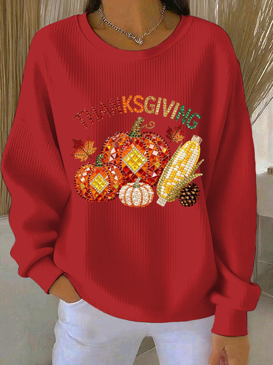 Women’s Thanksgiving Print Casual Sweatshirt Red / S