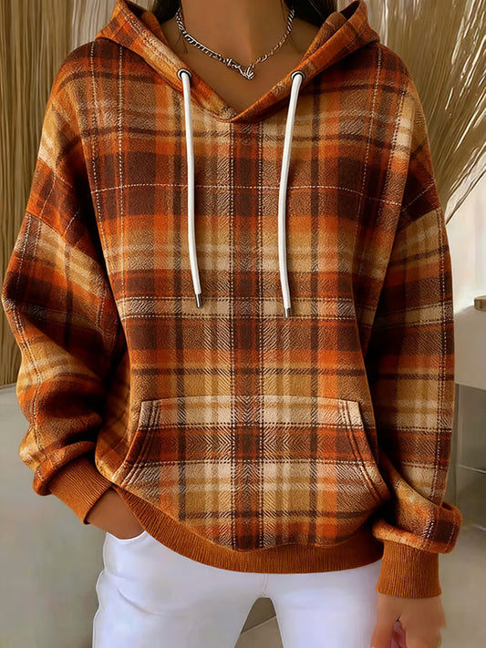 Women's Autumn Thanksgiving Plaid  Hoodie
