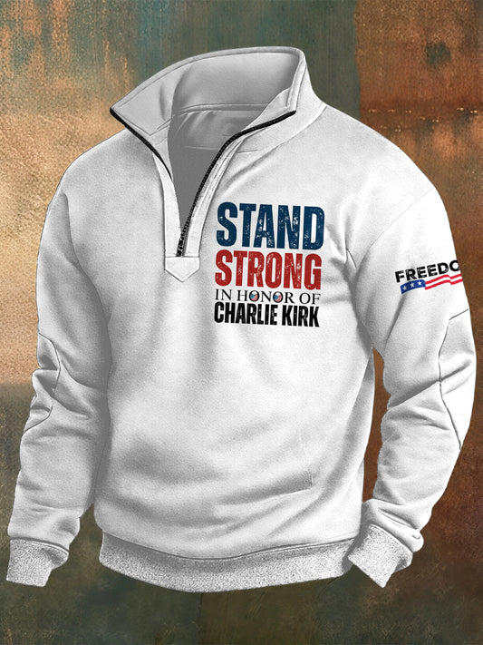 Men's Charlie Kirk Printed Casual Zipper Sweater