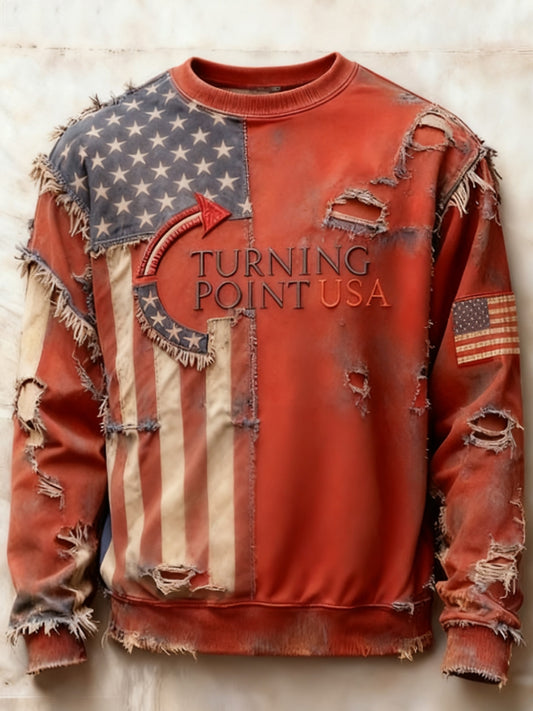 Men's Charlie Kirk Turning Point USA Trump Commemorative  Crew Neck Sweatshirt
