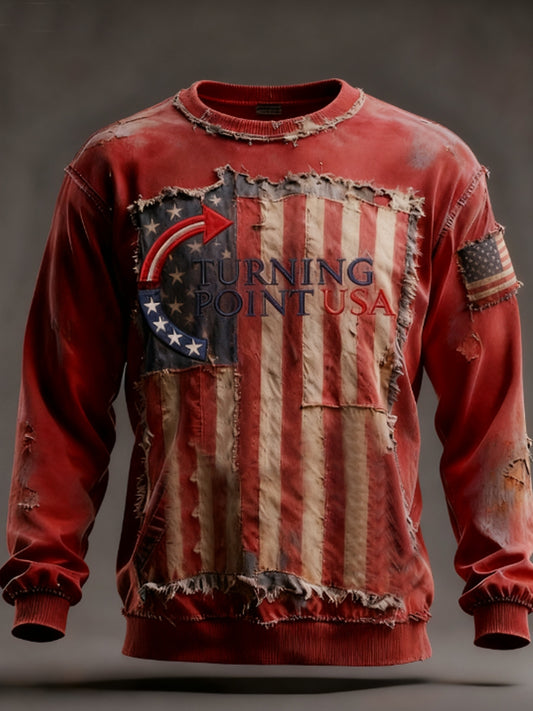 Men's Charlie Kirk Turning Point USA Trump Commemorative  Crew Neck Sweatshirt