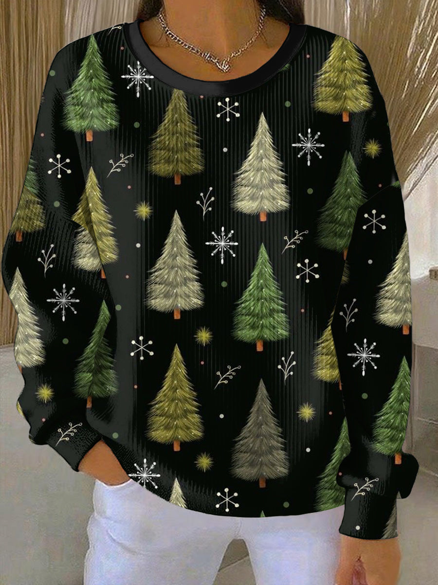 Women’s Merry Christmas Ribbed Round-Neck Sweatshirt As picture / S