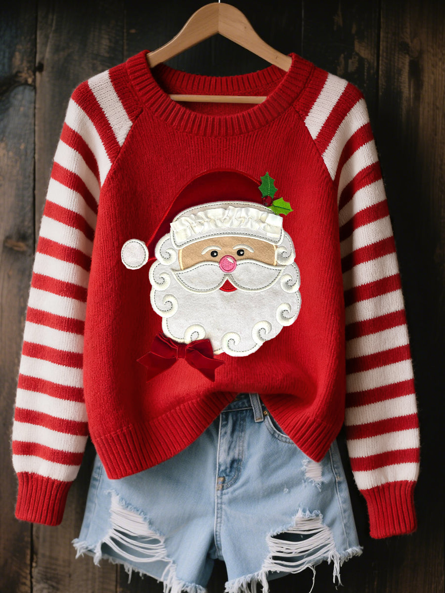 Women's Christmas Santa Pattern Cozy Knit Sweater
