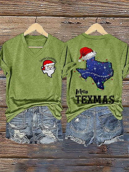 Women's Santa Claus print short-sleeved T-shirt