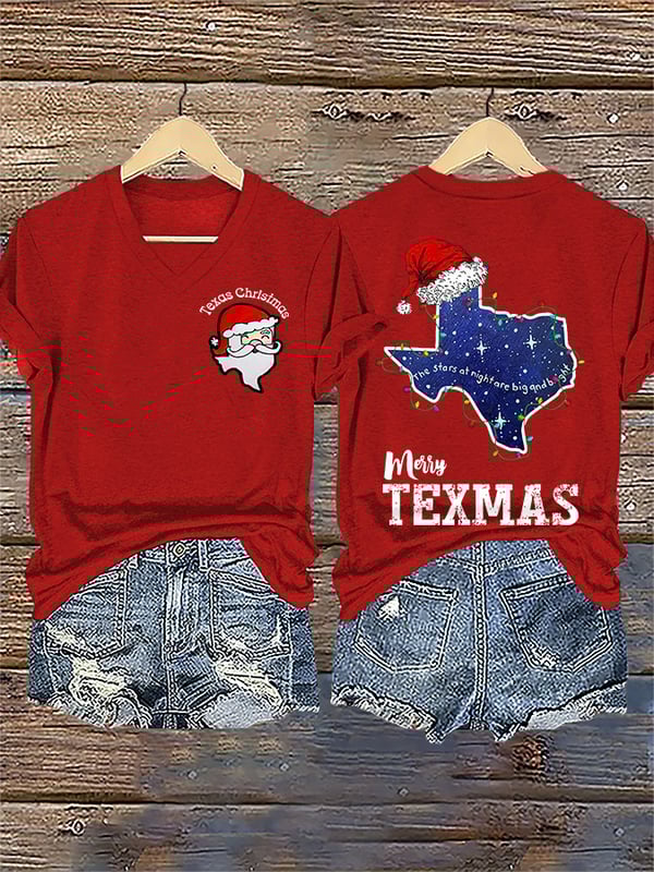 Women's Santa Claus print short-sleeved T-shirt