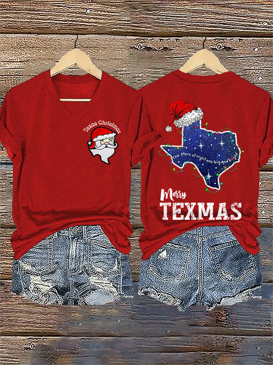 Women's Santa Claus print short-sleeved T-shirt