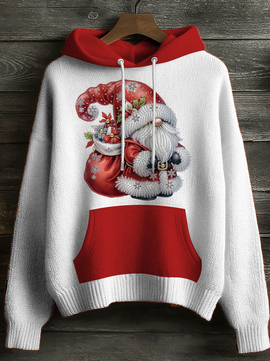 Womens' Christmas Santa Claus Printed Hooded Comfortable Sweater