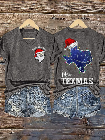 Women's Santa Claus print short-sleeved T-shirt