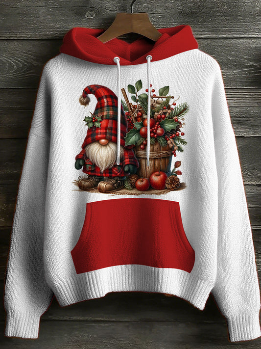 Womens' Christmas Santa Claus Printed Hooded Comfortable Sweater