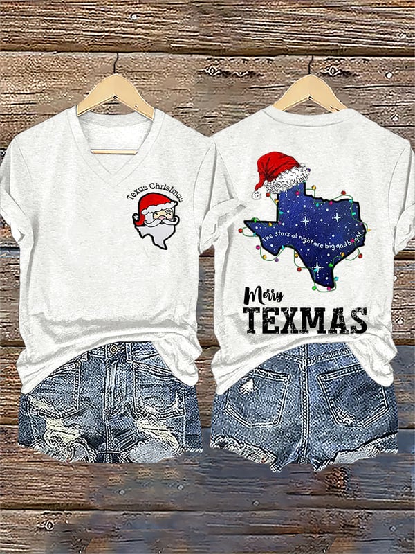 Women's Santa Claus print short-sleeved T-shirt