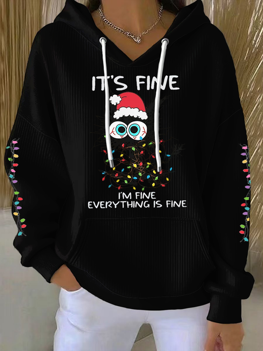Women's Christmas cat print Hoodie