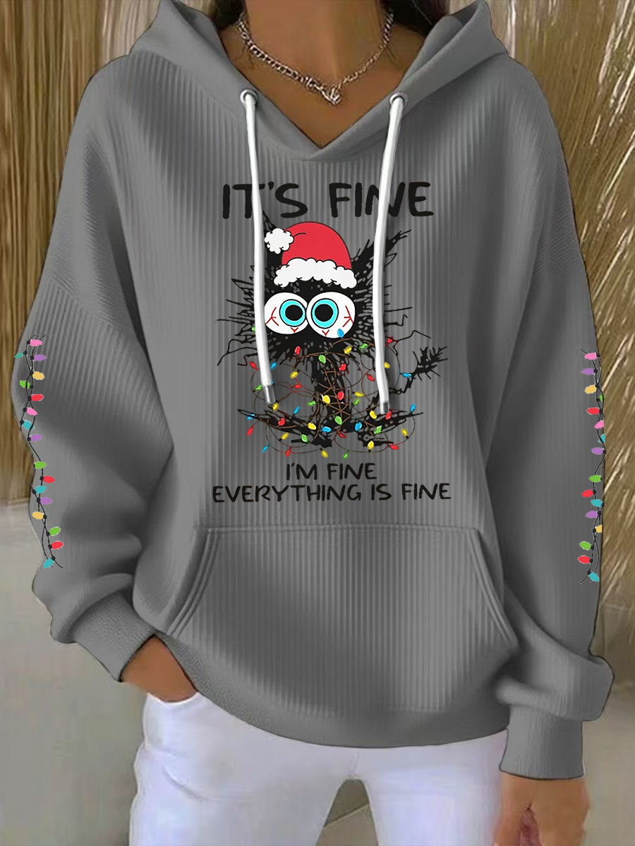 Women's Christmas cat print Hoodie