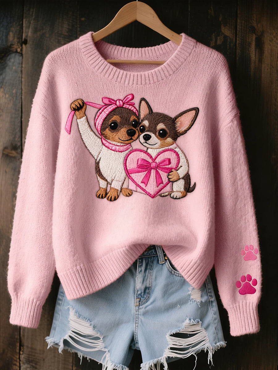 Women's Vintage Art Animal Print Cozy Knit Sweater