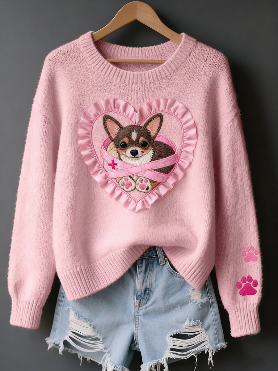 Women's Vintage Art Animal Print Cozy Knit Sweater