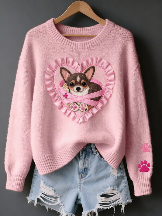 Women's Vintage Art Animal Print Cozy Knit Sweater