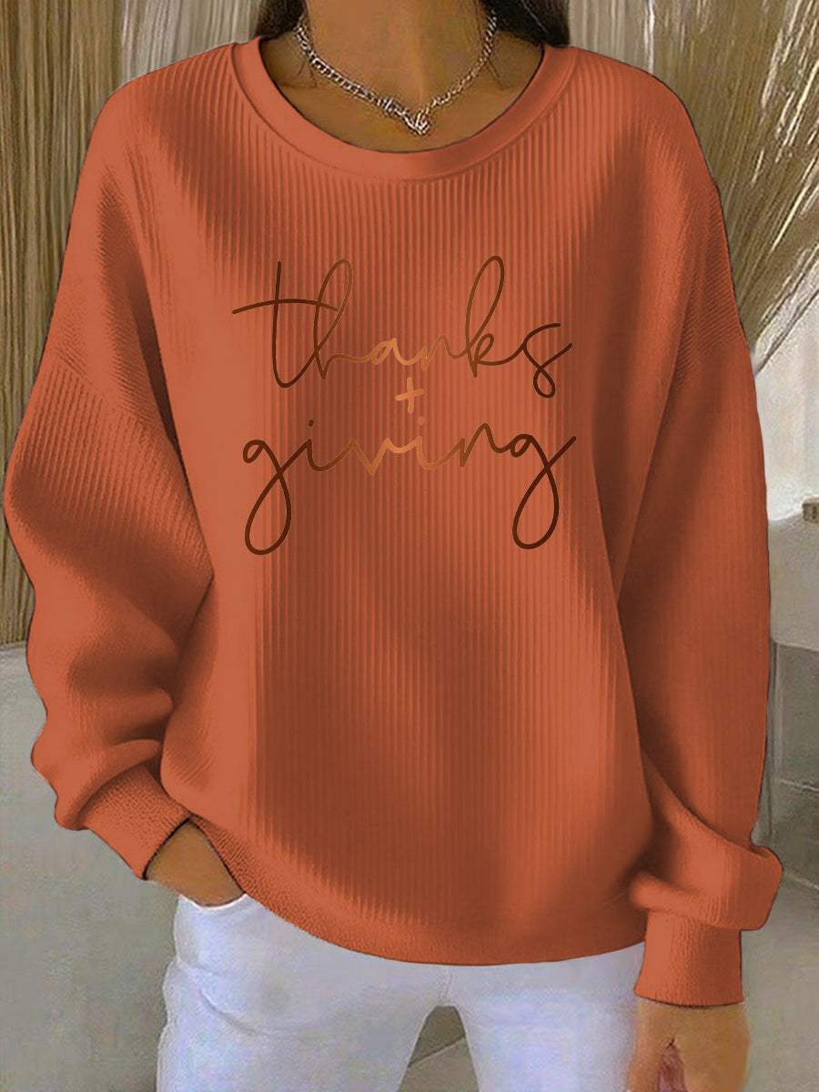 Women’s Thanksgiving Print Casual Sweatshirt Orange / S