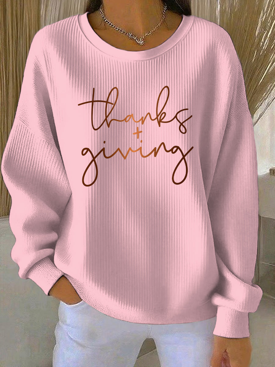 Women’s Thanksgiving Print Casual Sweatshirt Pink / S