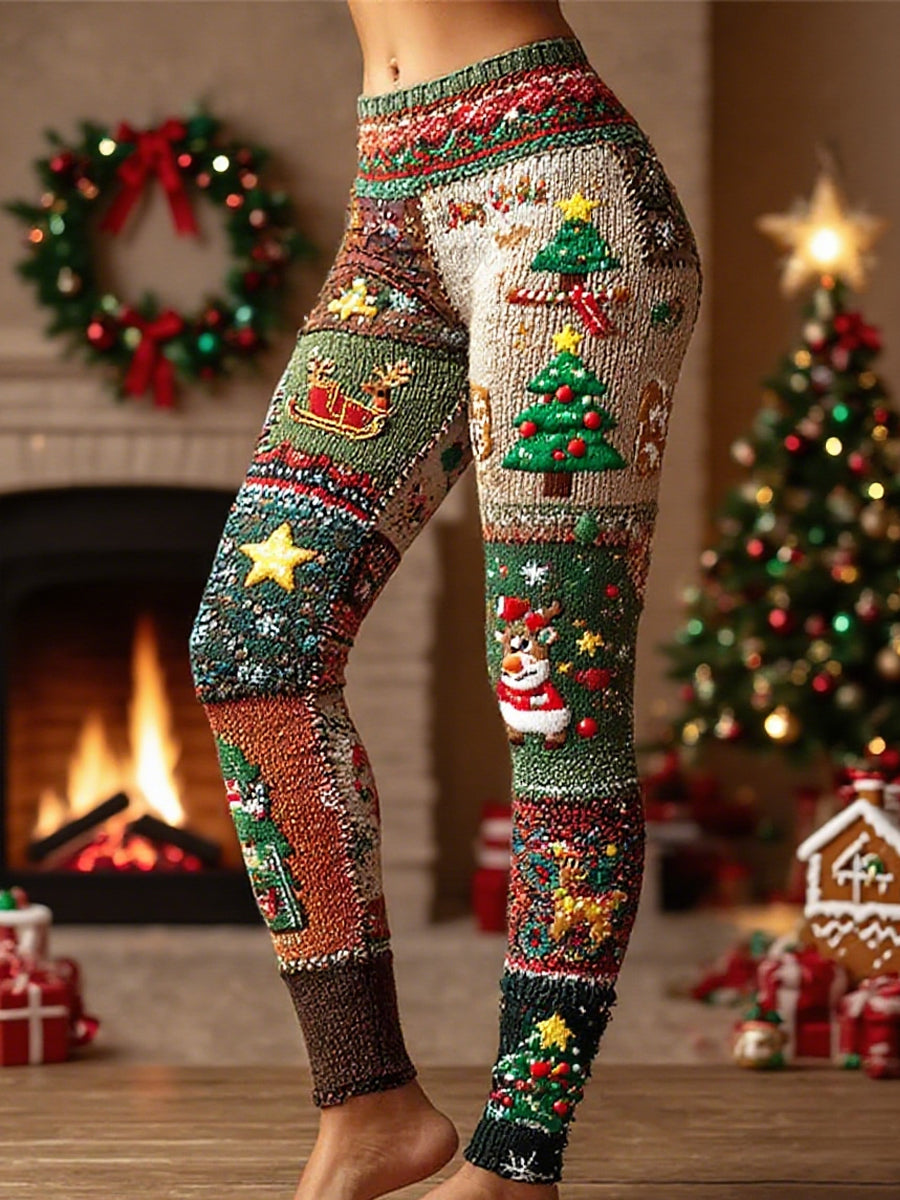 Women's Vintage Christmas Print Leggings