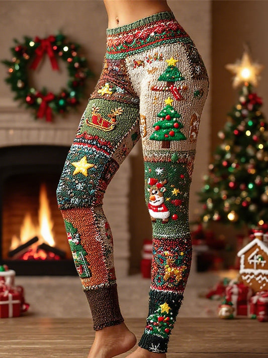 Women's Vintage Christmas Print Leggings