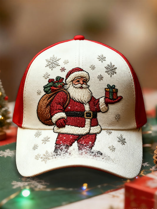 Unisex Vintage Christmas Santa Claus Print Hat