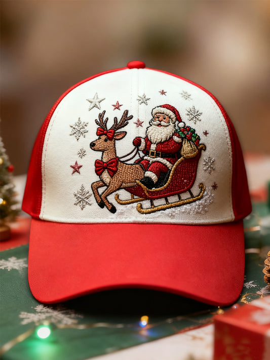 Unisex Vintage Christmas Santa Claus Print Hat