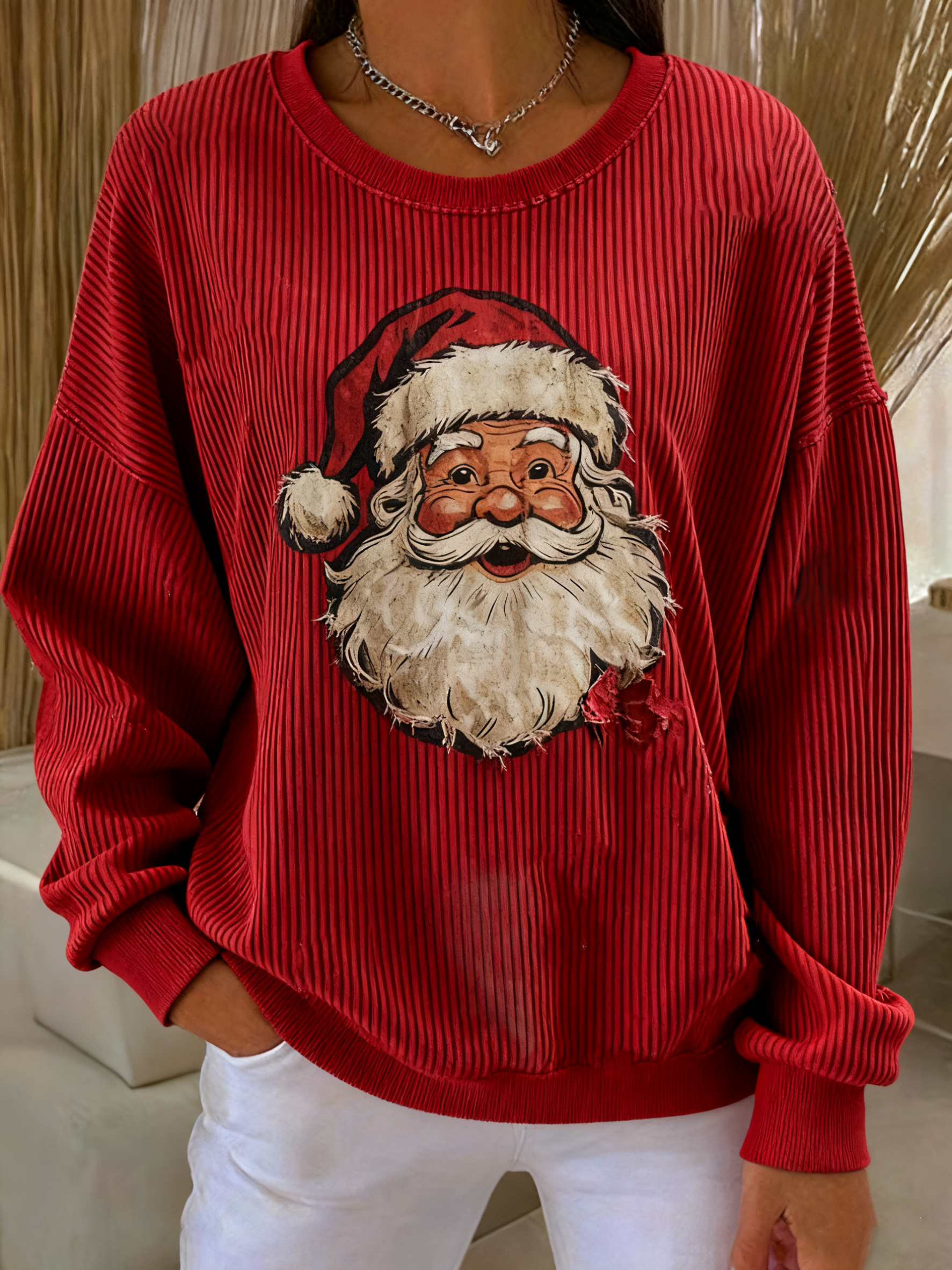 Women’s Christmas Print Casual Sweatshirt Red / S