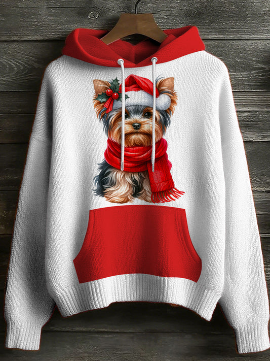 Women's Christmas Cute Pet Hooded Long Sleeved Sweater