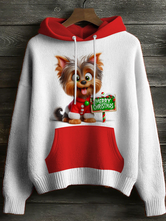Women's Christmas Cute Pet Hooded Long Sleeved Sweater