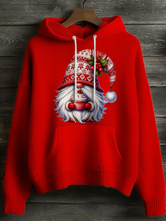 Women's Santa Claus Hooded Long Sleeved Sweater