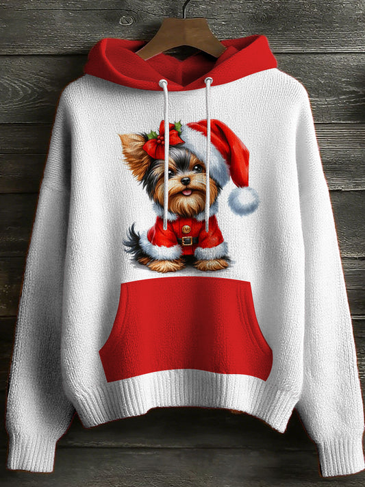 Women's Christmas Cute Pet Hooded Long Sleeved Sweater