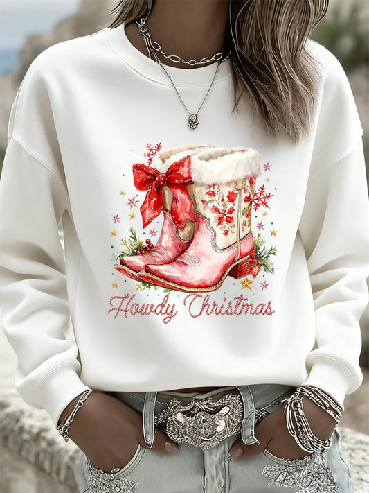 Women's Christmas Vintage Animal Floral Art Casual Sweatshirt Top