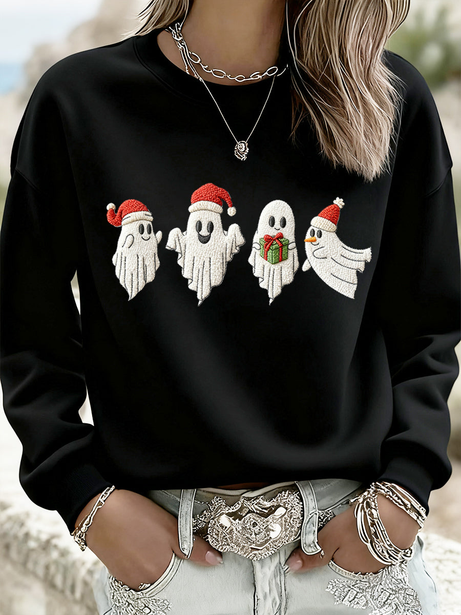 Women's Christmas Vintage Animal Floral Art Casual Sweatshirt Top