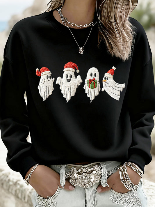 Women's Christmas Vintage Animal Floral Art Casual Sweatshirt Top