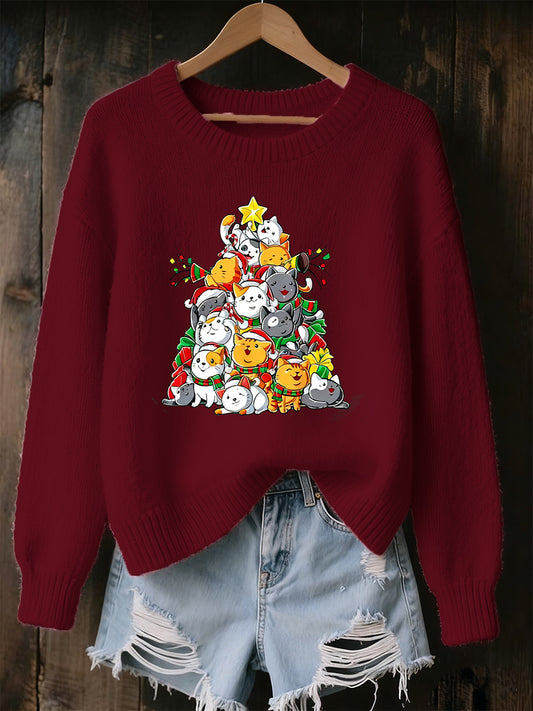 Women's Christmas Animal Print Souvenir Sweater
