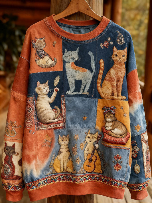 Women’s Autumn Cats Sweatshirts Orange / S