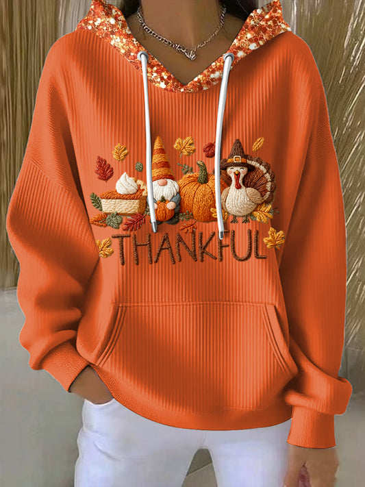 Women's Thanksgiving Dwarf Turkey Casual Hoodie