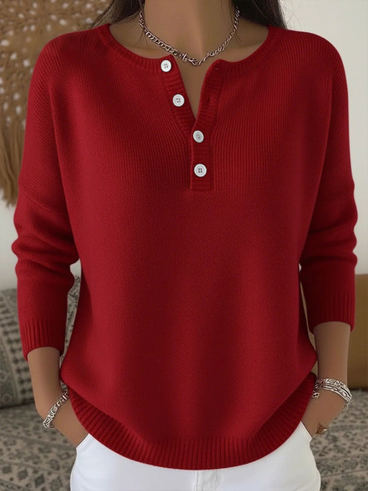 Women's Solid Color Button Casual Tops