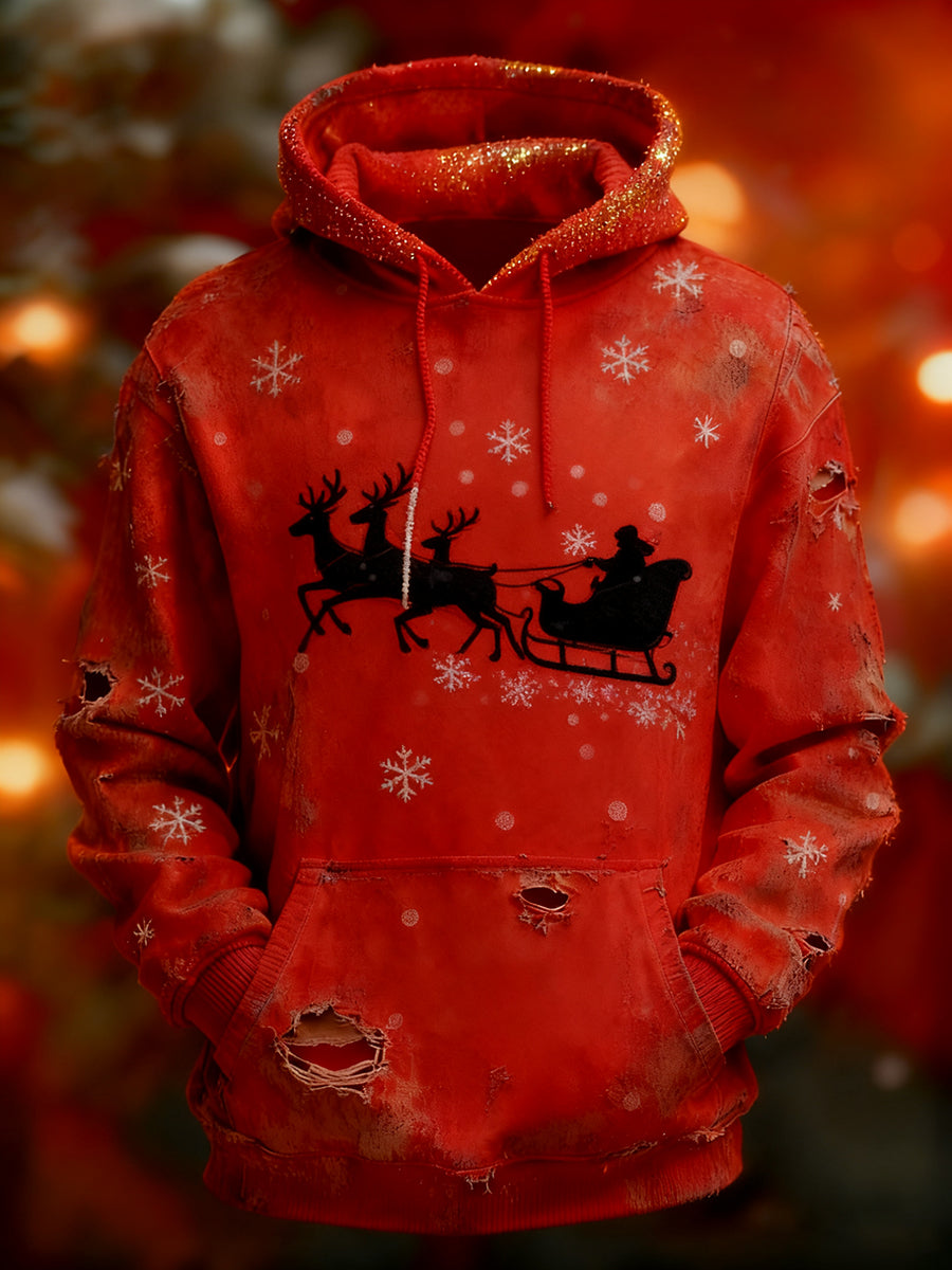 Men's Retro Christmas Print Casual Hoodie