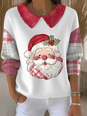 Women’s Funny Christmas Santa Art Printed Tops White / S